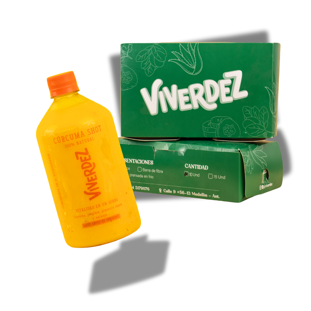 1 shot de curcúma + 30 jugos verdes