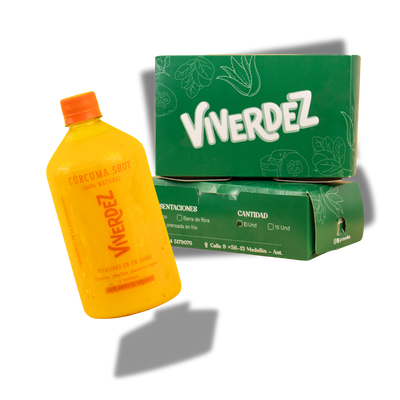 1 shot de curcúma + 30 jugos verdes