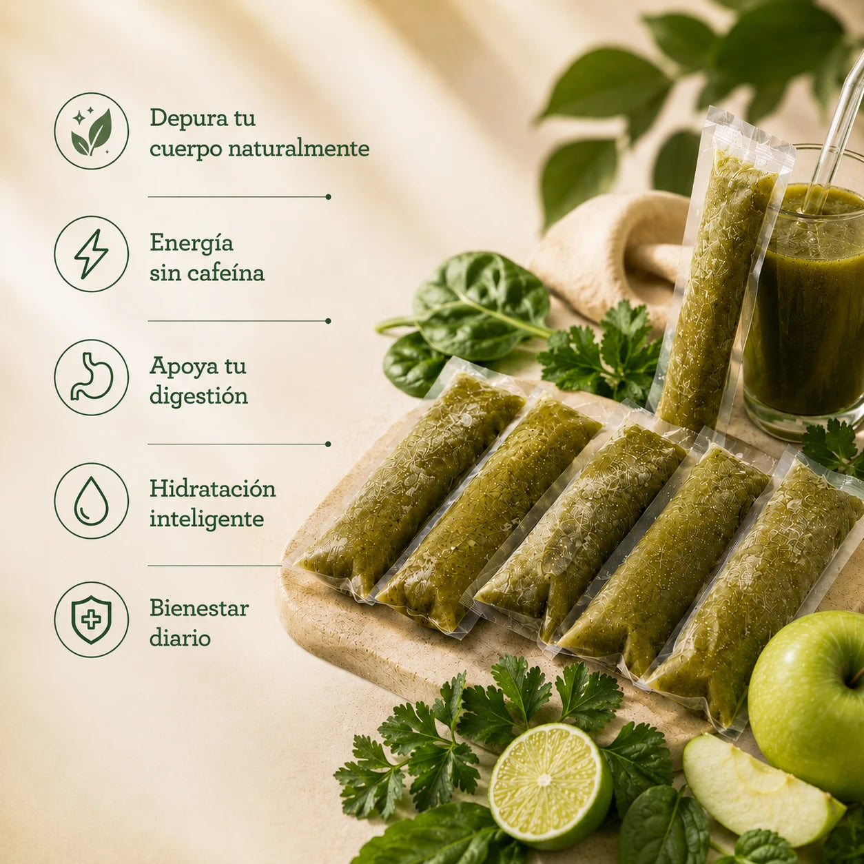 Barritas de jugo verde Viverdez - producto